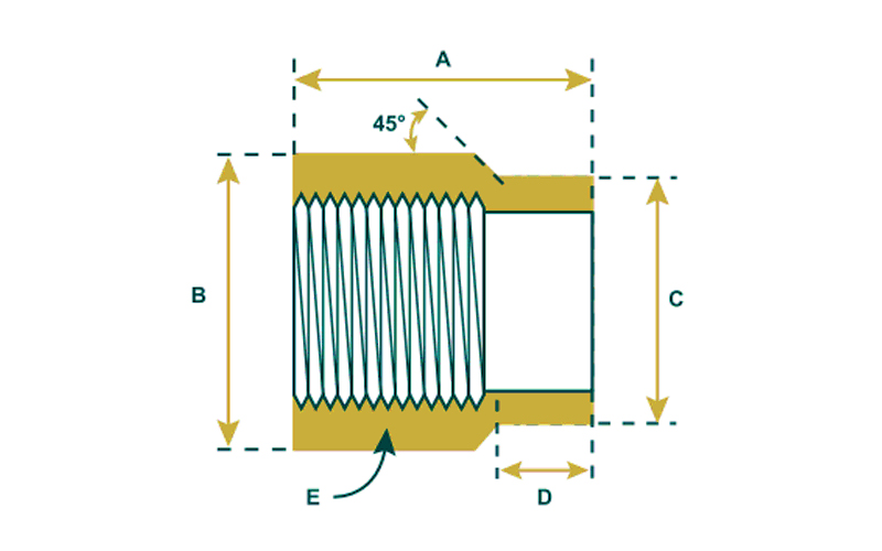 90/10 CuNi Female Pipe Thread Adapter Drawing