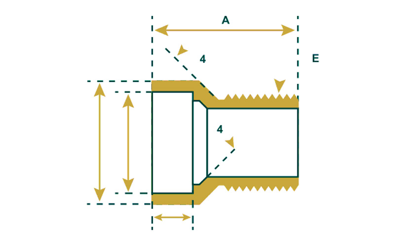 90/10 CuNi Male Pipe Threaded Adapter Drawing