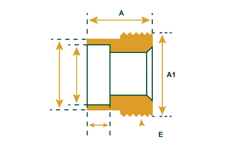 90/10 Copper Nickel Union Threadpiece Drawing